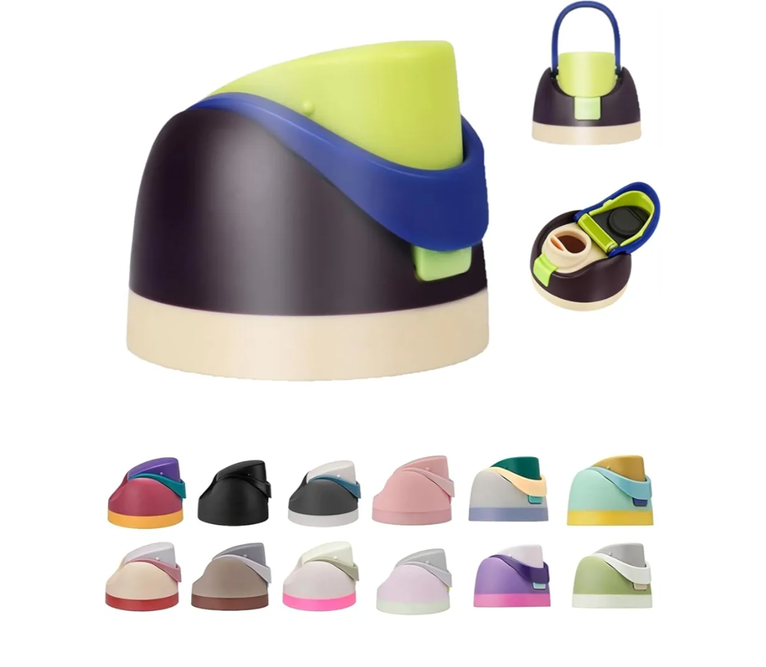 Replacement Lid for Owala FreeSip Water Bottle, Replacement Parts Compatible with Owala Freesip 16 oz 24 oz 32 oz 40 oz, Leakproof Straw Cap with Carry Loop (Dark brown&Blue)