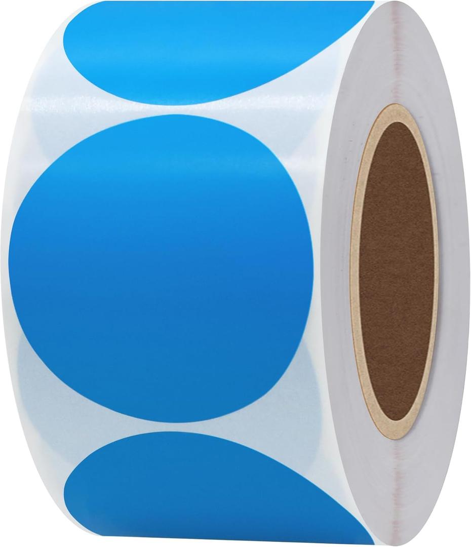 Hybsk 2 inch Circle Color Direct Thermal Stickers Shipping Labels for Barcodes,Name Tag,DIY Logo Design,QR Code,Inventory Compatible with Zebra,Rollo,Munbyn,and More-750 pcs (2 inch,Blue)