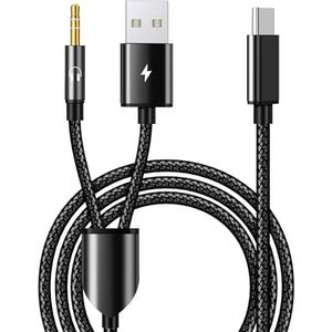 USB C to 3.5mm Aux Audio Cable with Charging, 2 in 1 USB C to 3.5mm Car Stereo Headset Audio Cable with PD 18W Charging Compatible with iPhone 16/15, Samsung Galaxy S25/S24/S23/S22+, Google Pixel 8 7