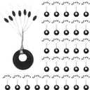 1200Pcs Bobber Stoppers for Fishing Line, 6 in 1 Black Bobber Stops, Oval Float Sinker Stops, Float Stop Kit for Fishing Line, S Size Fish Gear Accessories