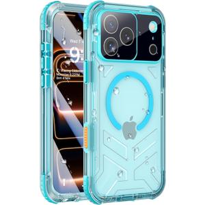 for iPhone 17 Pro Max Waterproof Case with Magsafe, Built-in [Camera & Screen Protector] [Lanyard], IP68 Water Proof Full Body Dustproof Heavy Duty Frosted Protective Phone Cover, 6.9" Teal