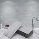 Art3d 102-Piece Peel and Stick Tile Backsplash for Kitchen Bathroom, 3in.  6in. Stick on Subway Tile White-Washed Wood Plank