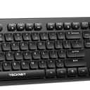 TECKNET Wired Keyboard, Silent USB Keyboard for Office, Spill-Resistant, Slim Full-Size Membrane Layout, Plug and Play for PC/Laptop/Mac-No Backlit (Black)