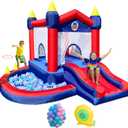 Bouncy House for Kids Outdoor Inflatable Bounce House with Slide, Blower, Ball Pit & Ocean Balls Jumping Castle Slide Bouncer Playground for Backyard Party 9.3x8.2x5.4ft
