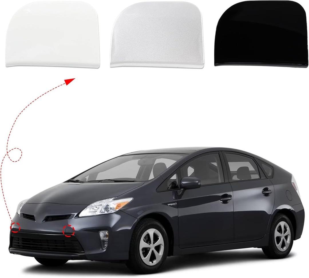Front Bumper Tow Hook Cover Towing Eye Cap Fit for Toyota Prius XW30 2012 2013 2014 2015 52128-47908 52128-47907 (Silver, Left Driver Side)