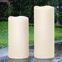 GenSwin Solar Outdoor Waterproof Flameless Candles, 4x810 Large Solar Rechargeable Pillar Candles, Sensor for Dusk to Dawn, for Outdoor, Lanterns, Pation, Home Decor(Set of 2)