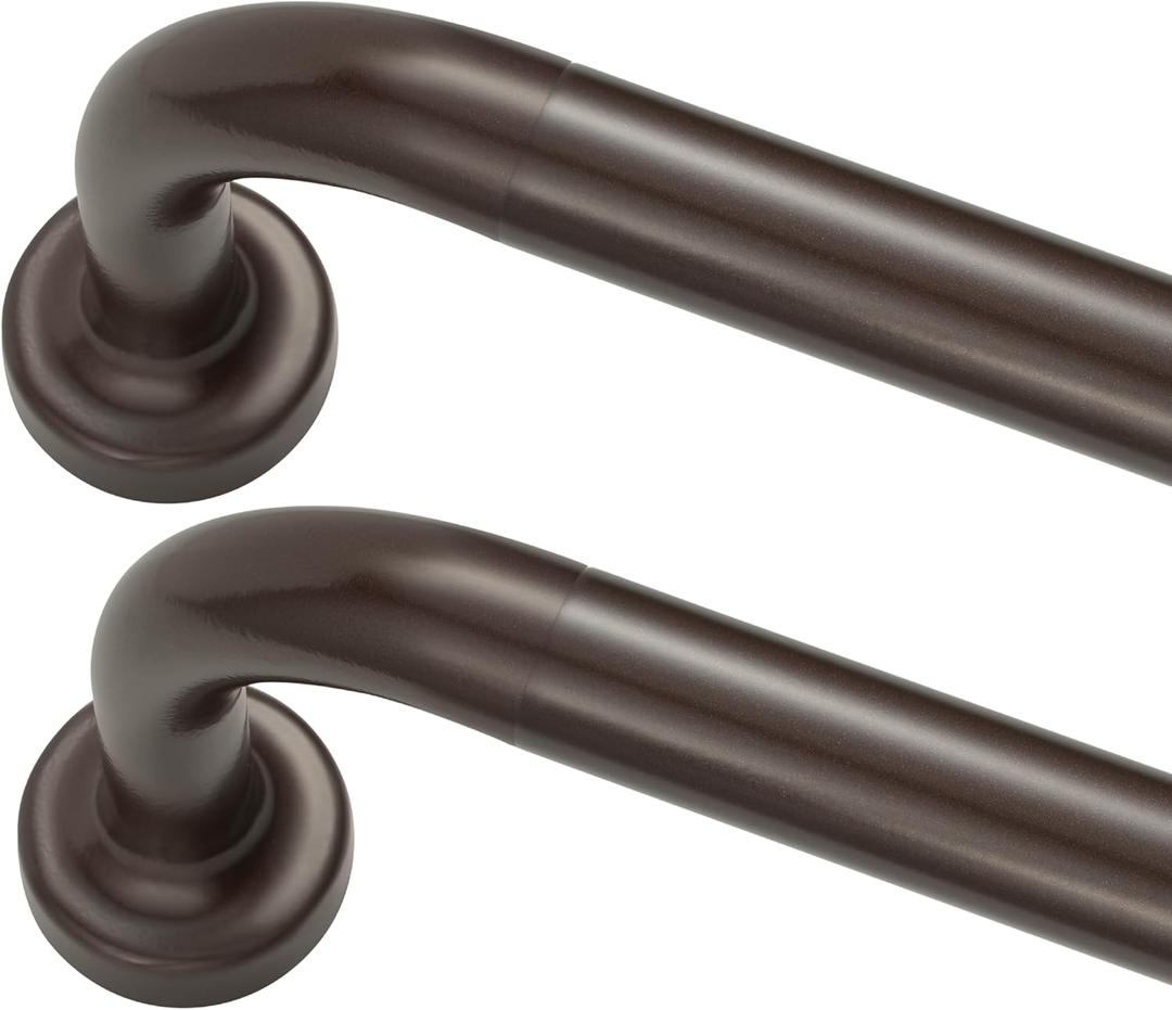 Warm Gold Curtain Rods 2 Pack,1 Inch Disc Curtain Rods for Windows 66 to 120",Blackout Wrap Around Curtain Rod with Aluminum Finials and Brackets,No Screw Disassembly Adjustable Curved Curtain Rod