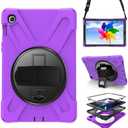 Case for Samsung Galaxy Tab S5e 10.5 2019 (SM-T720/T725/T727),Portable Heavy Duty Dropproof Protective Cover Case with 360 Rotating Stand,Handle & Shoulder Strap,Stylus Pen (New Purple)