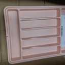 ukeetap Extra Large Expandable Silverware Organizer, BPA-Free Food-Safe Cutlery Flatware Organizer, Kitchen Utensil Drawer Organizer, Adjustable Silverware Holder for Spoons Forks Knives, Pink