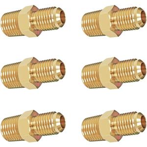 HQMPC Gas Connect Adapter Air hose fitting Brass Union Coupler Adapter Gas x Flare Fittings Brass Tube Fittings 1/4"Flarex1/4" NPT 6Pcs
