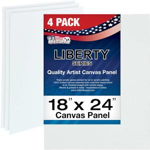 U.S. Art Supply 18 X 24 inch Professional Artist Quality Acid Free Canvas Panel Boards for Painting (Pack of 4)