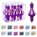 RoseCraft Christmas Ornaments Set, 5.9Inch Plastic Shatterproof Christmas Ball Hanging Ornaments for Xmas Tree Decorations, for Indoor Home Thanksgiving Halloween Party Decor - 6Pcs / Purple.