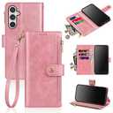 Antsturdy Compatible with Samsung Galaxy A54 5G Wallet Case with Card Holder Phone Case RFID Blocking PU Leather Flip Cover with Strap Zipper Credit Card Slots,for Women Men,Rose Gold