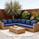 Outdoor Deep Seat Cushion Set,24x24 Inch Chair Cushions Set of 2,Rocking Chair Pad Fade Resistant Patio Cushions with Removable Cover Deep Seat Back Cushion with Straps for Chair Sofa Couch Navy