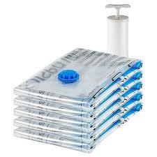 Vacuum Storage Bags, Compression Space Saving for Clothes and Linens, Reusable with Hand Pump, Large, Clear