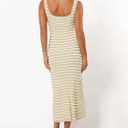 Womens Striped Bodycon Long Dress 2025 Summer Sleeveless Square Neck Ribbed Knit Tank Dress (XL)