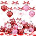 24pcs Valentines Day Ball Ornaments Set with Plastic Rose Petals 2.36 Inches Red Pink White Hanging Balls for Tree Wedding Home Anniversary Decor