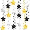 KatchOn, Black Gold and Silver Star Hanging Swirls- Pack of 30, No DIY | Hanging Star Swirls Decorations | New Years Decorations 2026 | New Years Eve Party Supplies 2026 | Happy New Year 2026