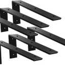WINKER Countertop Support Bracket 6 Pack Heavy Duty 3/8" Thick Hidden L Shelf Bracket 14" x 6" x 2.5" Metal Corbels for Quartz/Granite/Wood/Concrete/Laminate Countertops, Black