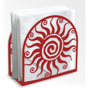 Red Metal Napkin Holder for Table 5.9"x 5.9"x 2" Wacky Sun Napkin Dispenser for Kitchen Dining Countertop Farmhouse Coffee Bar for Paper Mail Bills Suitable