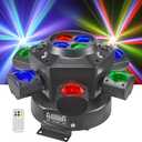 Moving Head DJ Lights, Rualin 150W LED Stage Light 4 in 1 with RGBW 6 Arms Beam, Bee-Eye Light, Red Green Starry and White Amber Strobe, Remote & DMX Control for Disco Club Party DJ Stage Lighting