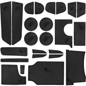 SENSHINE for Dodge Charger Accessories 2015-2021 2022 2023 Non-Slip Anti Dust Cup Holder Insert Center Console Shifter Liner Trim Door Pocket Mats Premium Custom Interior 24PC Set (Black Trim)