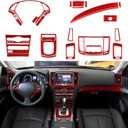 NVCNX Real Premium Carbon Fiber Compatible with Infiniti G37 2011 2012 2013 Coupe Sedan Convertible Accessories Car Center Console Dashboard Cover Interior Trim Set Kit Red 28PCs