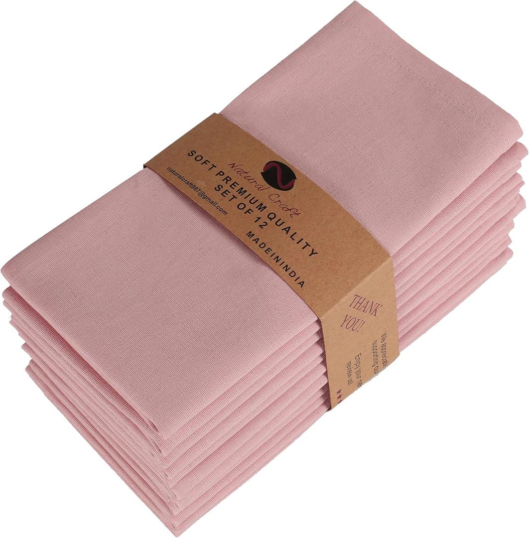 Cloth Napkins Set of 12 Cotton 18x18 in Washable Napkins Cloth Soft Durable - Ideal for Farmhouse Party Wedding Fall Thanksgiving Everyday Use Table Linen Blush Pink, Christmas Special