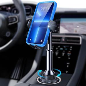LISEN Cup Phone Holder for Car No Shaking Car Phone Holder Mount, 360 Adjustable Car Accessories for Women Truck Jeep, Golf Accessories for iPhone 16e 16 15 14 13 Pro Max Samsung S25 All 4-7'' Phone (Black)