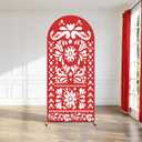 6ft Red Mexican Fiesta Arch Cover Baby Shower Backdrop,2-Sided Round Top Chiara Backdrop Arch Covers for Mexican Wedding Birthday Bridal Shower Party Decoration