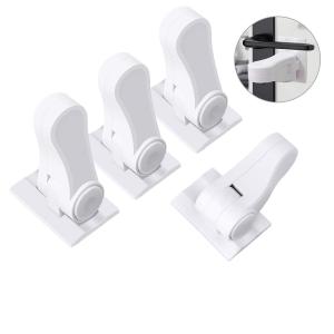Door Lever Lock Child Proof - Baby Proofing Door Handle Lock -Toddler Safety Doorknob Latch for Toilet Facuet Handle - No Drilling Install - Easiest Use 4 Pack (White)