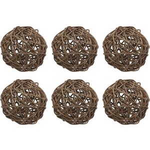 MECCANIXITY 6 Pcs Wicker Rattan Balls 3.1 Inch Rattan Decorative Balls Vase Fillers for Wedding Party Centerpiece Bowls Home Decoration, Brown