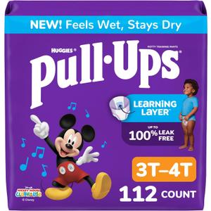 Pull-Ups Boys' Potty Training Pants, Size 3T-4T Training Underwear (32-40 lbs), 112 Count