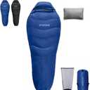 SYWSKW Down Sleeping Bag with Pillow for Backpacking, 15℉ 5℉ 0℉ Wide Down Sleeping Bag (86.6 in x 33.5 in) for Adults, Teens, Youth Camping and Hiking Outdoor with 680FP Duck Down (Blue 21℉)