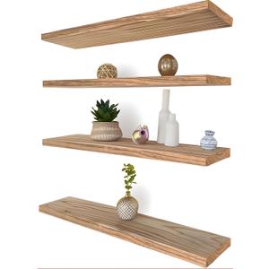 24 Inch Floating Shelves for Wall Rustic Light Wood Wall Shelves for Bedroom Set of 4