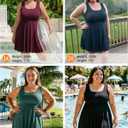 Charmo Women Plus Size Swim Dress Scalloped Square Neck One Piece Swimsuit Tummy Control Bathing Suit Rushed Swim Suits 2026 (2X, Green)