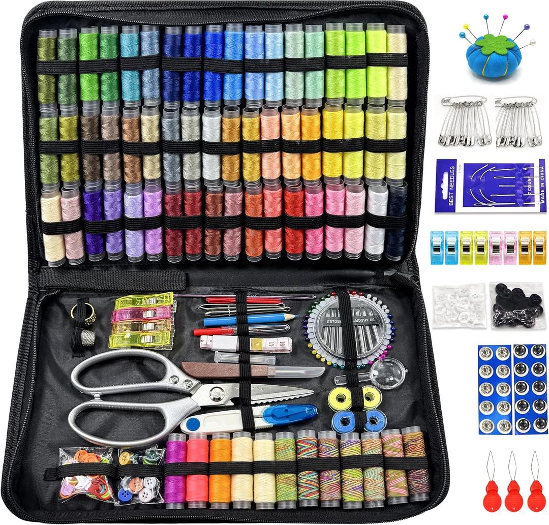 66 Color Sewing Kit for Adults,305 Pcs Sewing Thread Kit,Portable Needle and Thread Kit for Sewing,for Adults, Kids, Beginner, Home, Travel, Emergency Sewing Kits