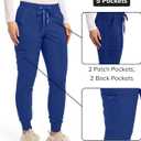 Med Couture Scrub Pants For Women Cargo Jogger Bottoms with 5 Pockets, Lightweight, Ultra Soft, 2-Way Stretch Fabric (Blue, S)