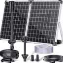 POPOSOAP 55W Solar Fountain Pump for Outdoor Pond, 480GPH Solar Pond Pump with Dry-Run Protection, Solar Powered Water Pump with PVC Tubing, 17Ft Cord for Ponds, Garden, Waterfall, Hydroponics