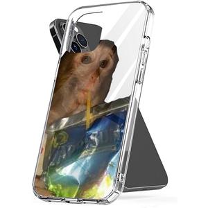 Compatible with iPhone SE 2022/2020/7/8 Case Monkeys Pure Clear Sipping TPU Caprisun Funny Cute Accessories Charm (Mint)