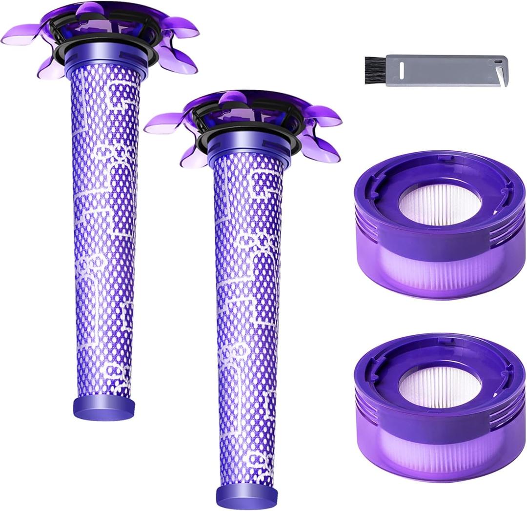 Keluke Vacuum Filter Replacement Kit Compatible with Dyson V7, V8 Animal, V8 Absolute & SV10 Cordless Vacuum Cleaners, Replaces Part # 965661-01 & 967478-01 (V8 Slim 4P)