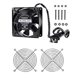 120mm x 38mm Cooling Fan 110V 120V Dual Ball Bearing High CFM 3000RPM with AC Plug and Aluminum Alloy Frame