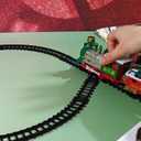 Thyle 10 Pcs Mini Christmas Village Train Decoration Include 1 Christmas Train Set, 3 Resin Village Houses, 6 Mini Sisal Snow Trees Under The Xmas Tree Decor Holiday Party Gifts, Battery Not Included