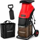 PowerSmart Electric Wood Chipper Shredder, 15-Amp|4500RPM Corded Wood Chipper for Branches Up to 1-5/8 Inch, Portable Yard Waste Shredder with 50L Collection Bag for Garden, Lawn & Landscaping Cleanup