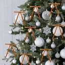 2 x 24Pcs Velvet Ribbon Bows for Christmas Tree - Vintage Decor, Door Garland, Wreath Decorations, Home & Wedding Decoration - Clear Twist Tie, 5x7 Inch, 3/8'' Width Camel