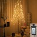 7FT Lighted Artificial Birch Christmas Tree with 1440 LED Artificial Light Up Tree Lights for Indoor & Outdoor Home Christmas Party Holiday Decorations - Warm White