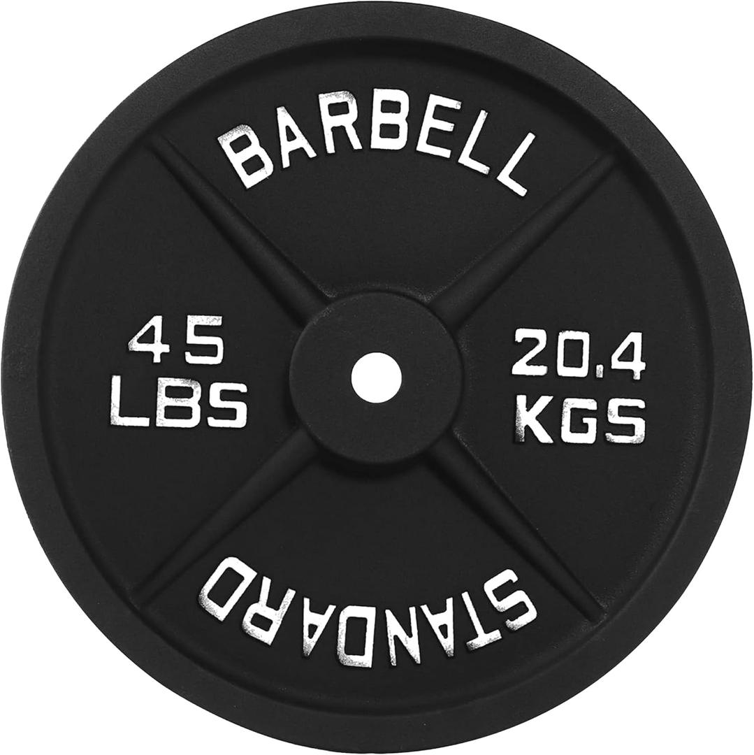 1-Inch Standard Cast Iron Weight Plate for Strength Training & Weightlifting, Multiple Sizes