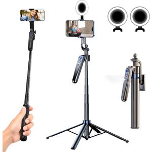 Auto Face Tracking Selfie Stick Tripod for iPhone with Light,360 Rotation That Follows Your Movement, Phone Camera Tripod Stand with Remote for Content Creator Vlog Live Stream Video Recording