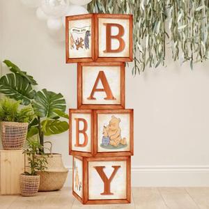 Sweet Baby Classic Winnie Pooh Baby Shower Decorations Boxes Vintage Theme Bear Wooden Party Decor Table Centerpieces Background Decoration Gender Neutral