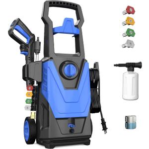 Electric Pressure Washer - 4800PSI Max 3.2GPM Power Washer Electric Powered with 20FT Hose, 4 Nozzles, Foam Cannon, Power Washer for Cars, Patios, Driveways, Blue